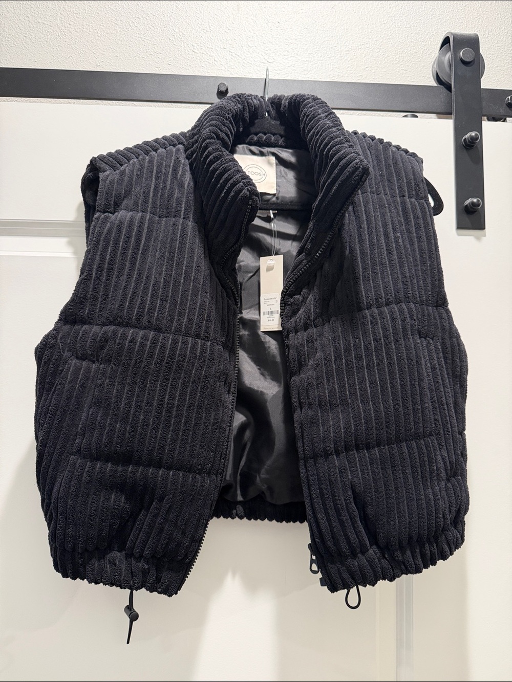 Stoosh Black Quilted Corduroy Puffer Vest
